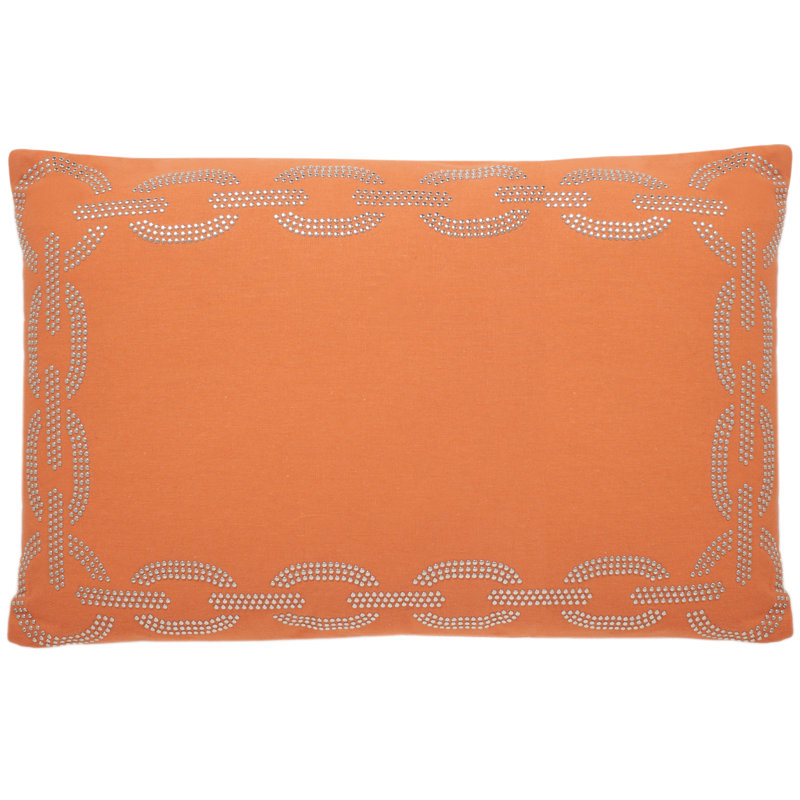 Orange Embroidered Rectangular Accent Pillow Set
