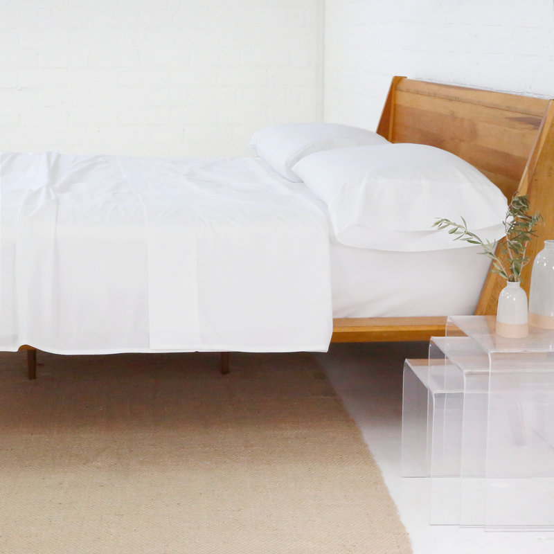 Twin White Organic Egyptian Cotton Percale Sheet Set