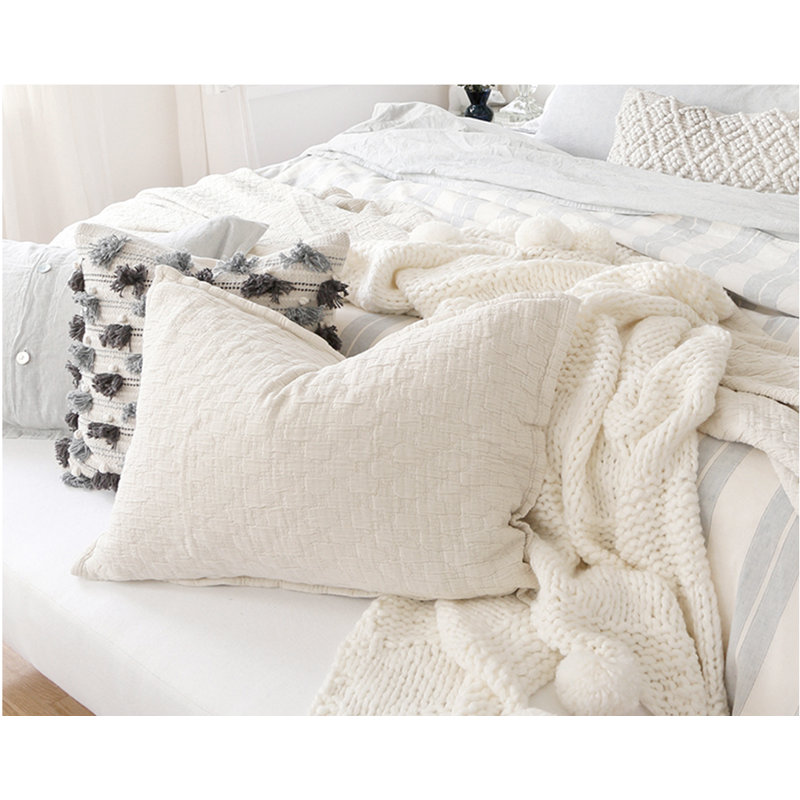 King Size Greige Cotton Matelassé Sham Pillowcase
