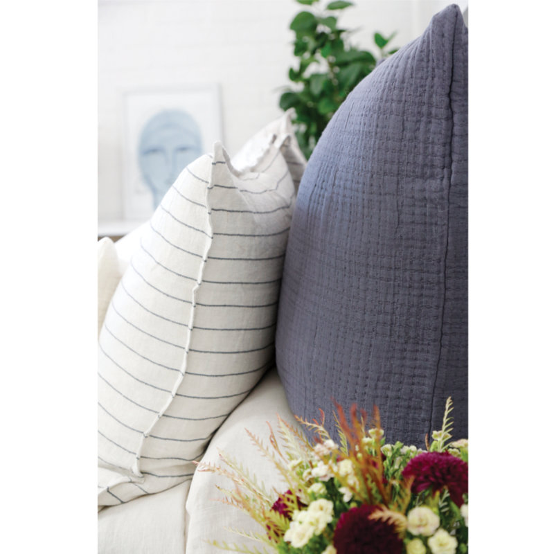 Slate Cotton Large Decorative Lumbar Pillow