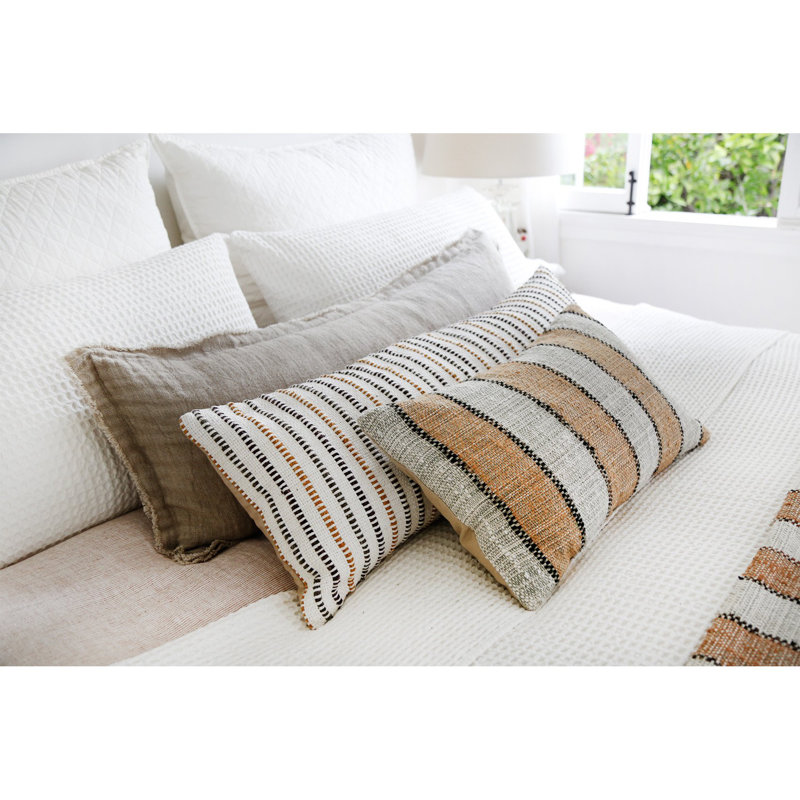 Blush Linen Rectangular Frayed Edge Lumbar Pillow