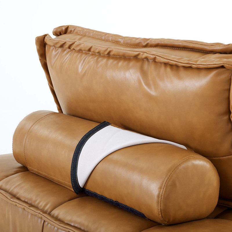 Tan Tufted Faux Leather 5-Piece Sectional Sofa