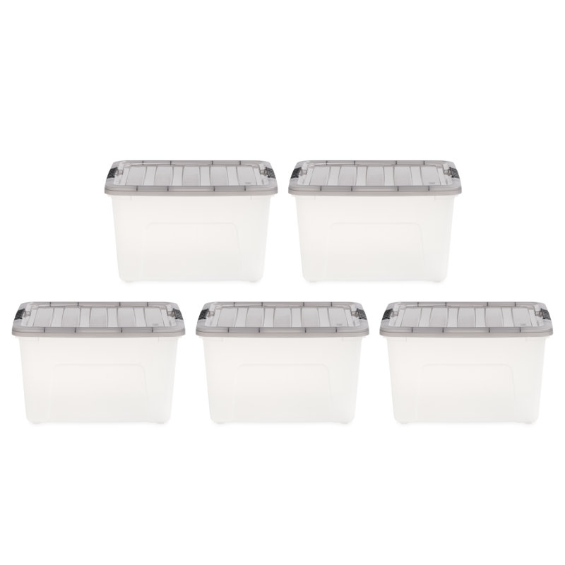 Clear Stackable Plastic Storage Bins with Latching Lids, 40 Qt.
