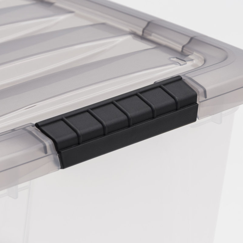 Clear Stackable Plastic Storage Bins with Latching Lids, 40 Qt.