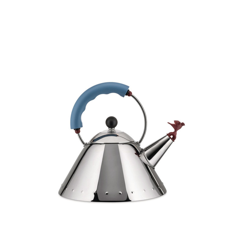Light Blue Stainless Steel Whistling Kettle with Bird Whistle