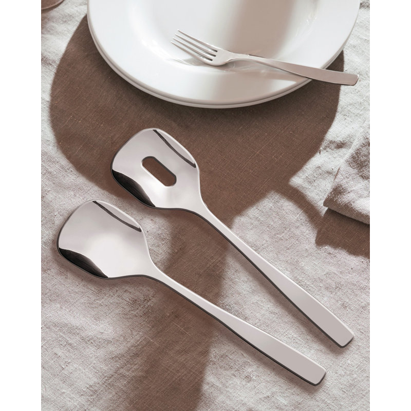 Polished Stainless Steel Minimalist Salad Serving Set