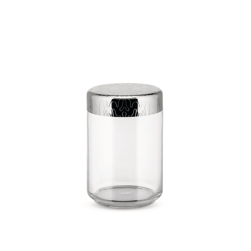 Contemporary Glass Jar with Silver Hermetic Lid