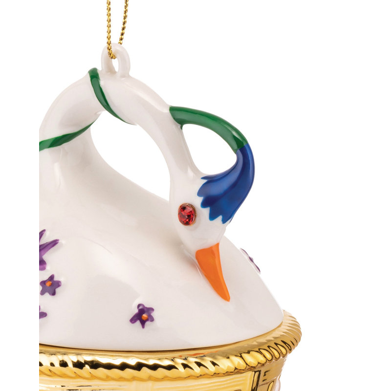 Spring Swan Hand-Decorated Porcelain Easter Ornament Set