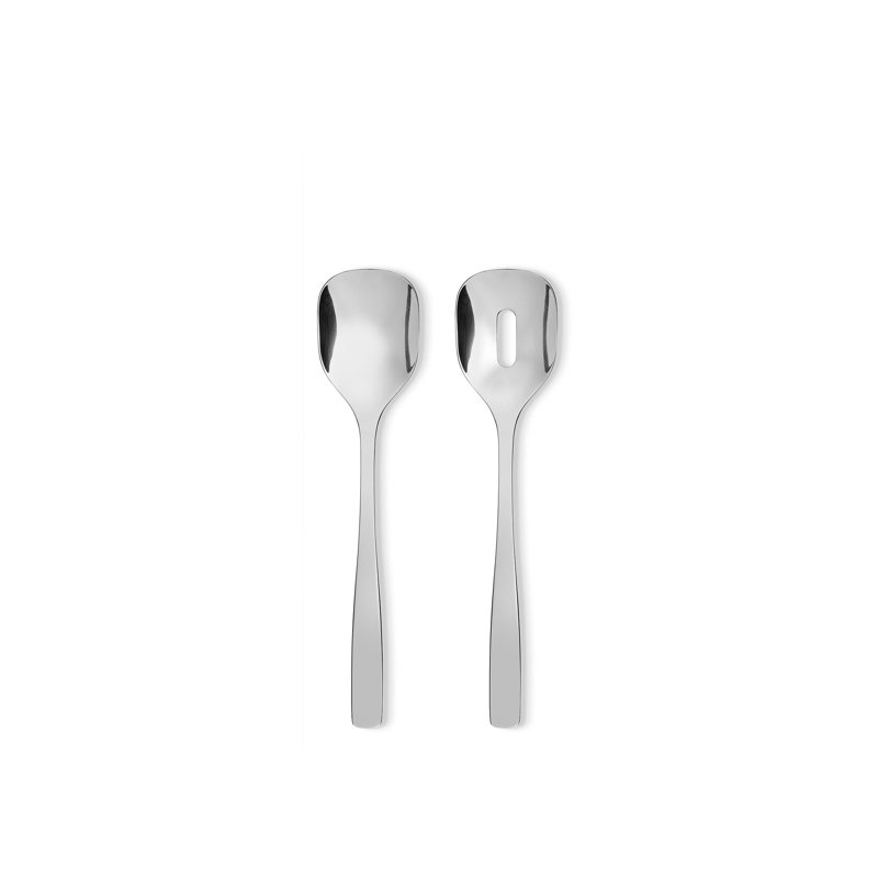 Polished Stainless Steel Minimalist Salad Serving Set