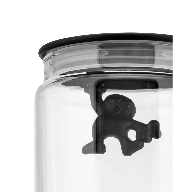 Black Glass Contemporary Airtight Kitchen Jar, 700ml