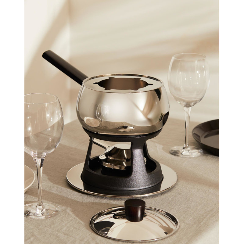 Stefano Giovannoni Mami 18/10 Stainless Steel Bourguignonne Set with Black Wood Accents