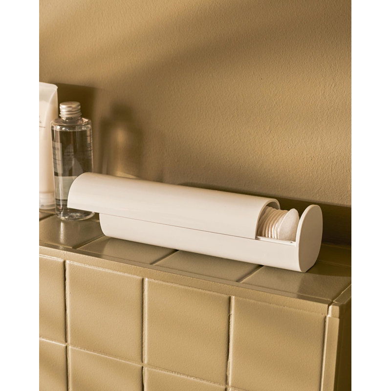 White Minimalist Rectangular Lidded Cotton Pad Dispenser