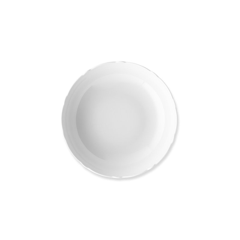 White Ceramic Scalloped Edge Salad Bowl