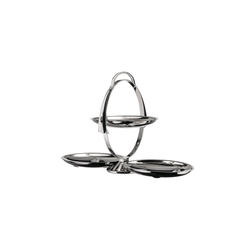 Anna Gong Silver Three-Tier Folding Cake Stand