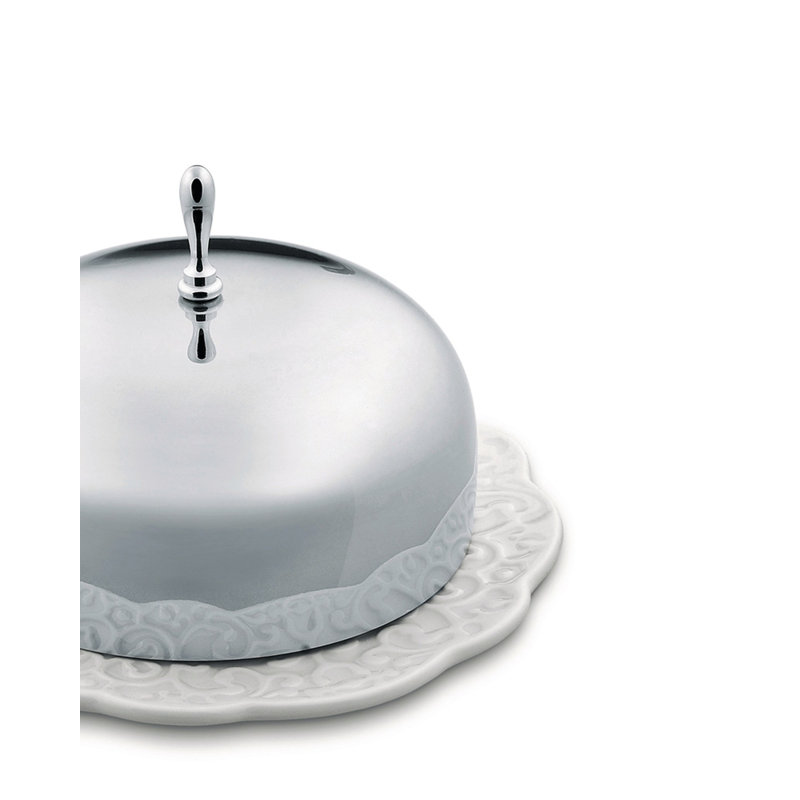 White Polished Porcelain Round Butter Dish with Lid
