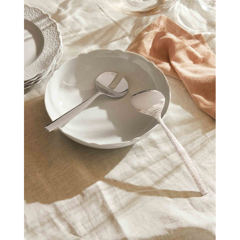 White Ceramic Scalloped Edge Salad Bowl