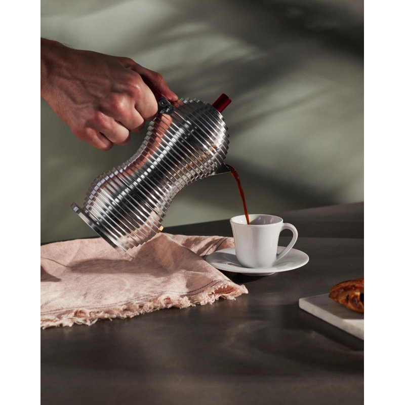 Pulcina Red Aluminum 6-Cup Induction Espresso Maker