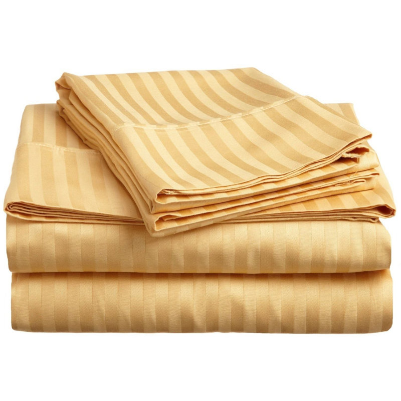Gold Twin XL Egyptian Cotton Striped Sheet Set