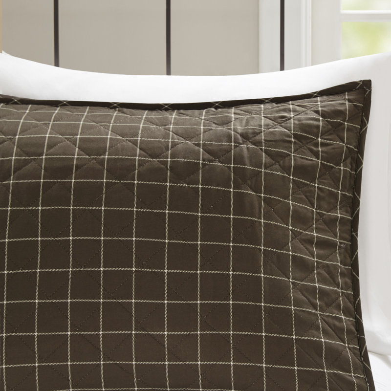 King Black and Brown Reversible Microfiber Quilt Set