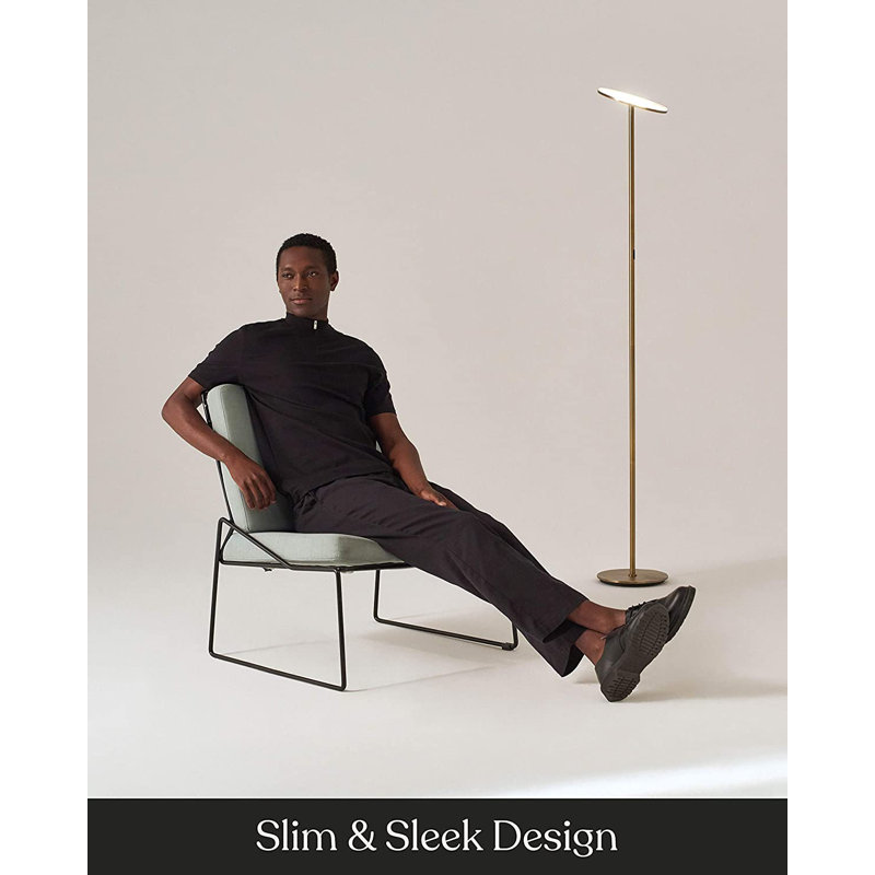 Brass Adjustable LED Torchiere Floor Lamp with 3-Way Switch