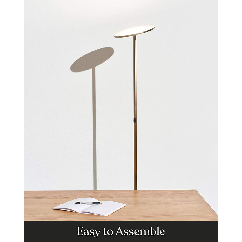 Brass Adjustable LED Torchiere Floor Lamp with 3-Way Switch