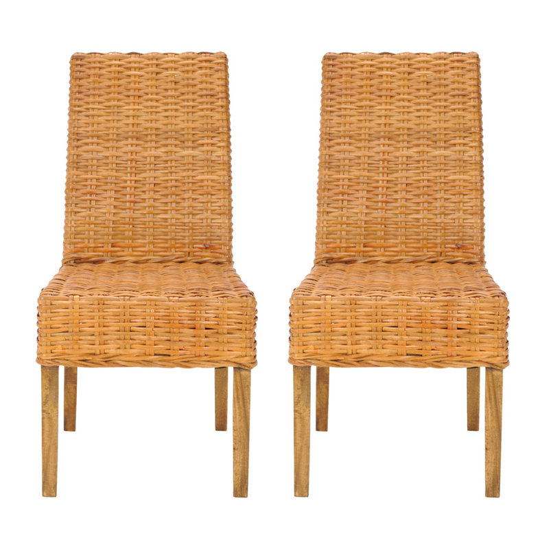 Parsons Transitional Honey Oak Cane Side Chair