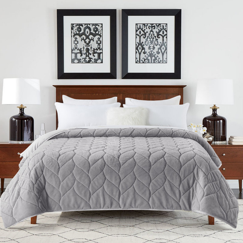 Twin Gray Reversible Down Alternative Blanket