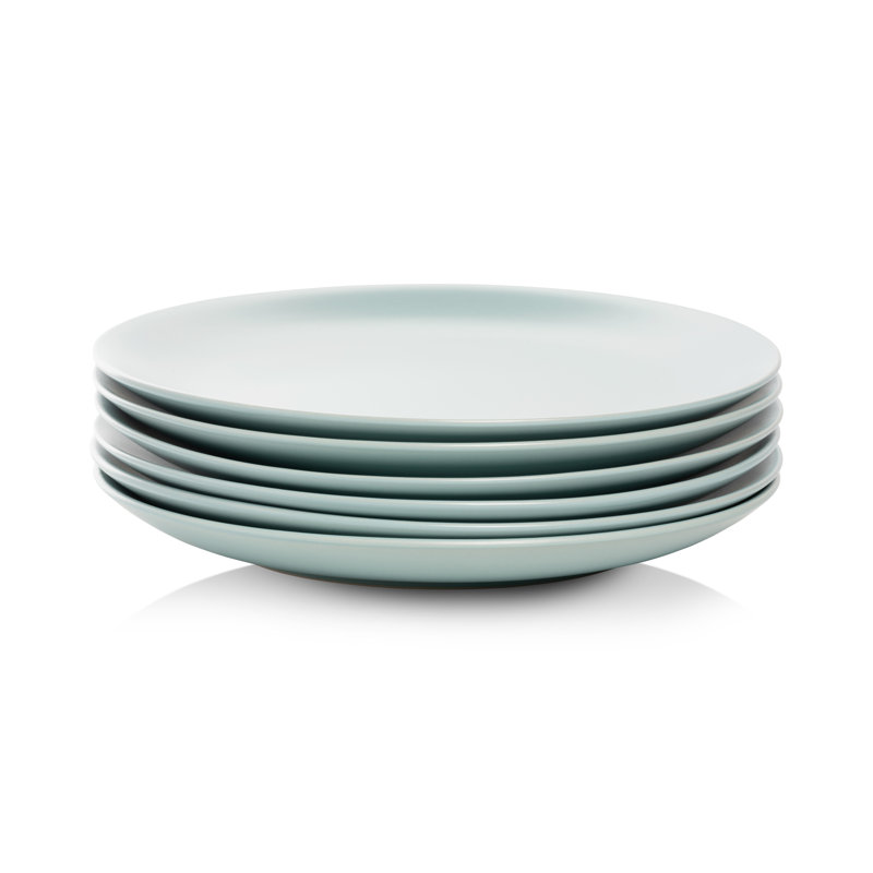 Mineral Blue Matte Ceramic 10.5" Dinner Plates, Set of 6
