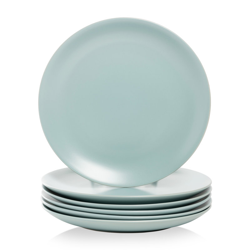 Mineral Blue Matte Ceramic 10.5" Dinner Plates, Set of 6