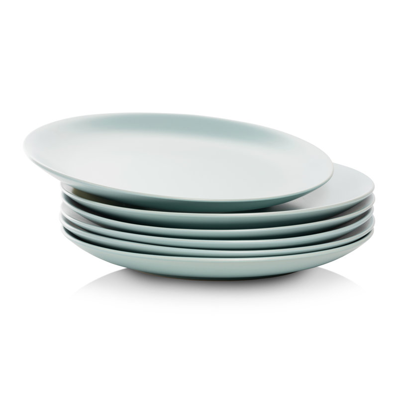 Mineral Blue Matte Ceramic 10.5" Dinner Plates, Set of 6