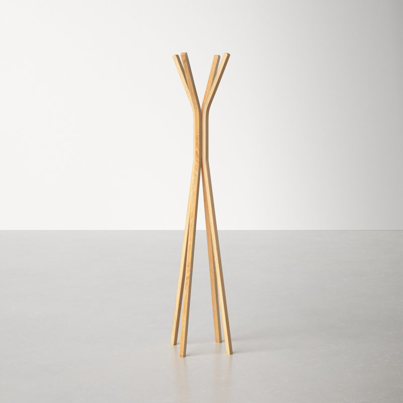 Glynis Mid-Century Modern 4-Hook Plywood Coat Rack in Oak Veneer