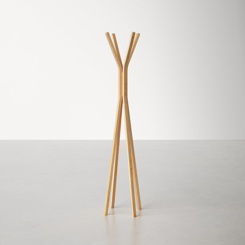 Glynis Mid-Century Modern 4-Hook Plywood Coat Rack in Oak Veneer