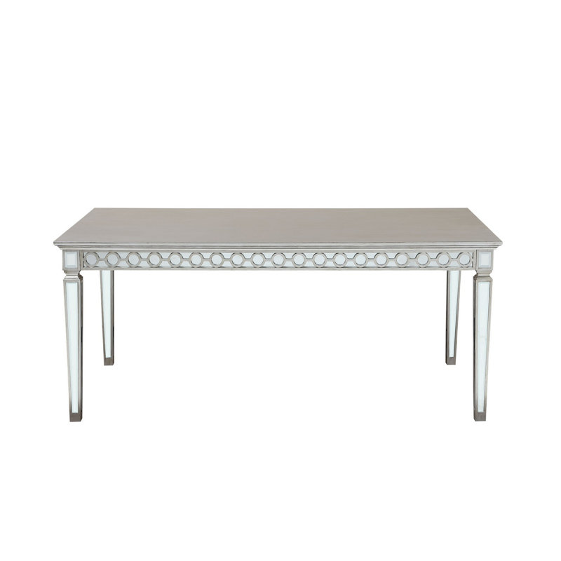Silver Mirrored Extendable Rectangular Dining Table