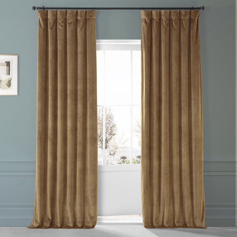 Angora Beige Velvet Blackout Curtain Panel for Windows and Doors