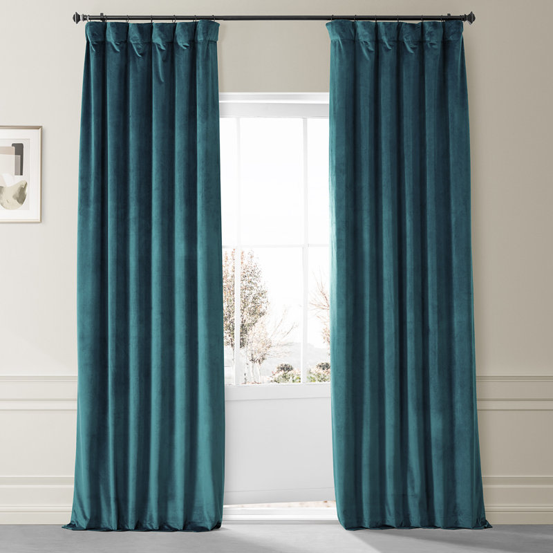 Angora Beige Velvet Blackout Curtain Panel for Windows and Doors