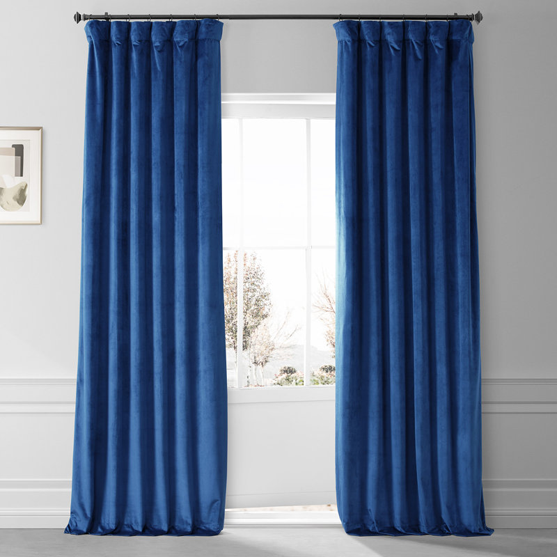 Angora Beige Velvet Blackout Curtain Panel for Windows and Doors