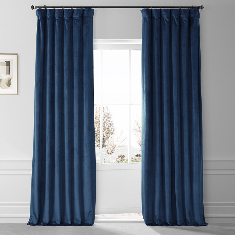 Angora Beige Velvet Blackout Curtain Panel for Windows and Doors