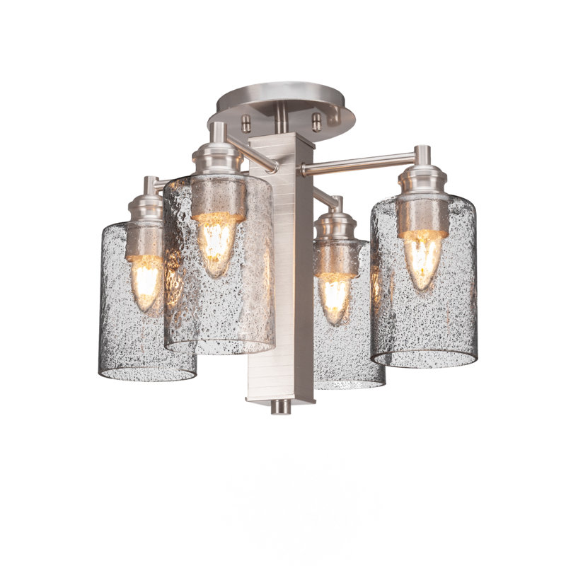 Edge Brushed Nickel 4-Light Glass Semi-Flush Mount