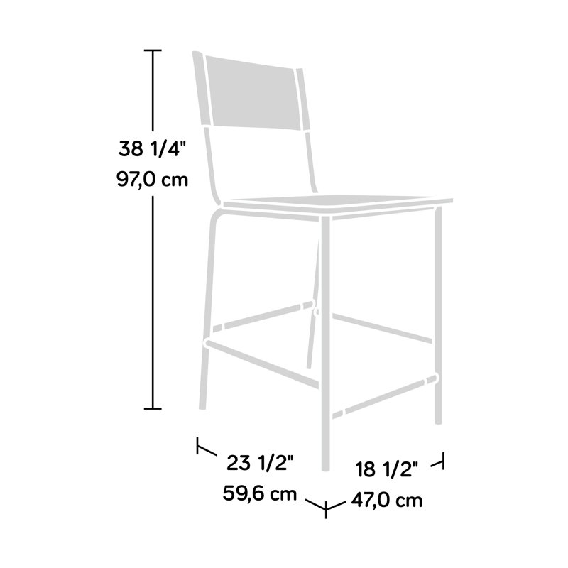 Black Faux Leather and Wood Counter Stool with Metal Frame