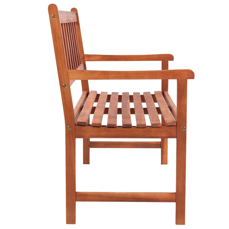 Rustic Acacia Wood Outdoor Patio Bench with Cream Cushion