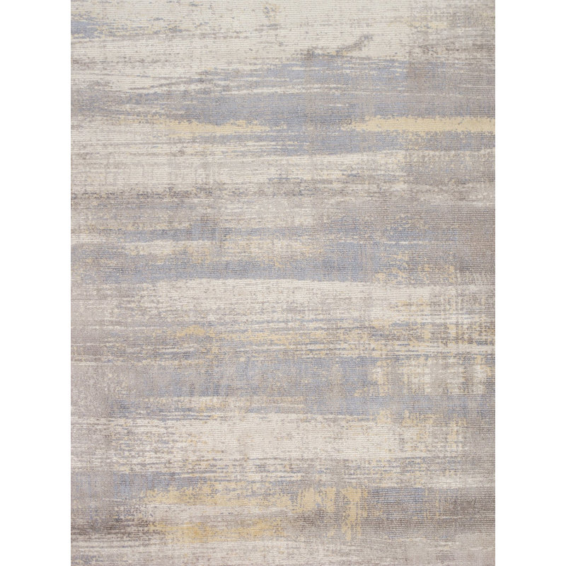 Hand-Loomed Ivory Elegance 5' x 8' Wool-Viscose Blend Area Rug