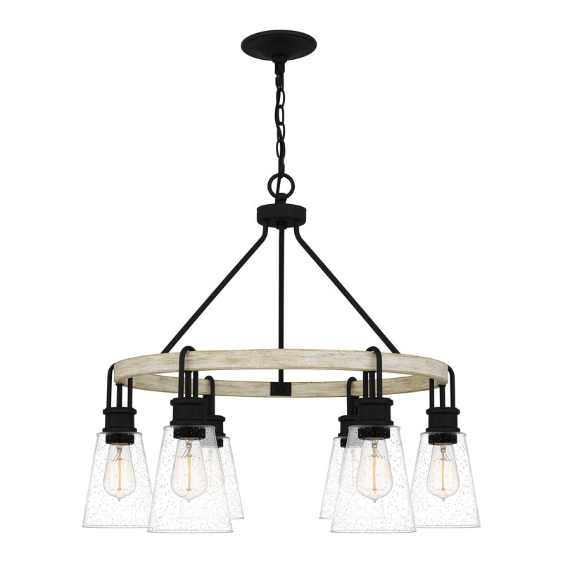Kingsbridge Earth Black 6-Light Wagon Wheel Chandelier