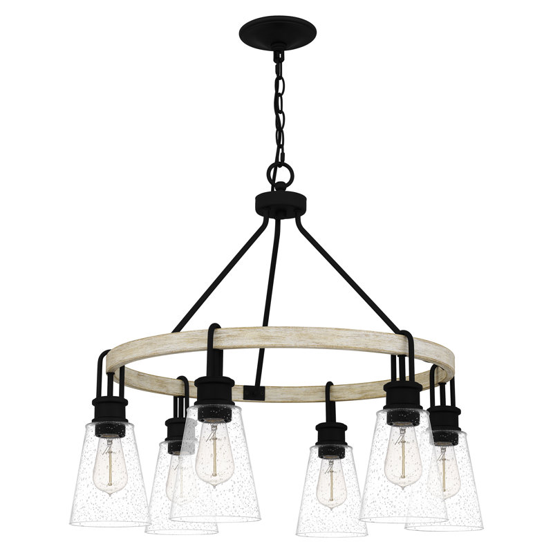 Kingsbridge Earth Black 6-Light Wagon Wheel Chandelier