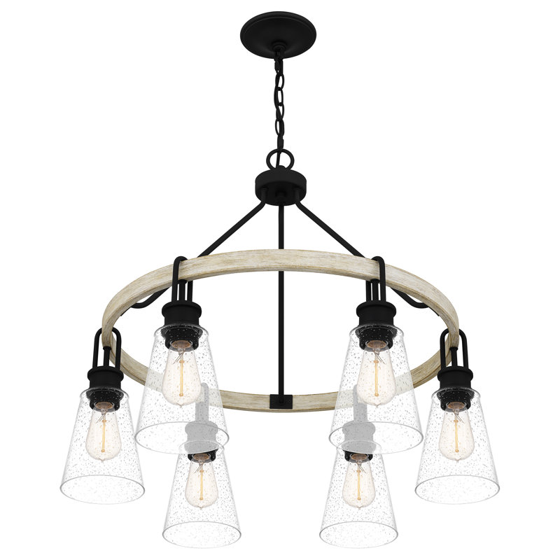 Kingsbridge Earth Black 6-Light Wagon Wheel Chandelier