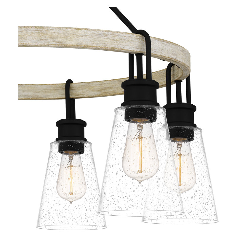 Kingsbridge Earth Black 6-Light Wagon Wheel Chandelier