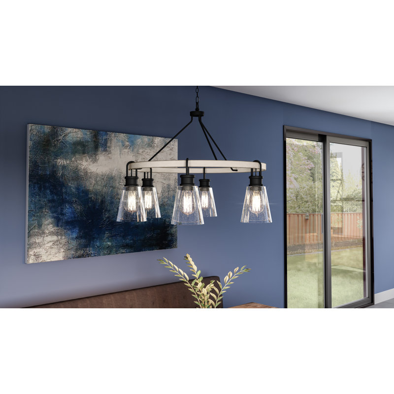 Kingsbridge Earth Black 6-Light Wagon Wheel Chandelier