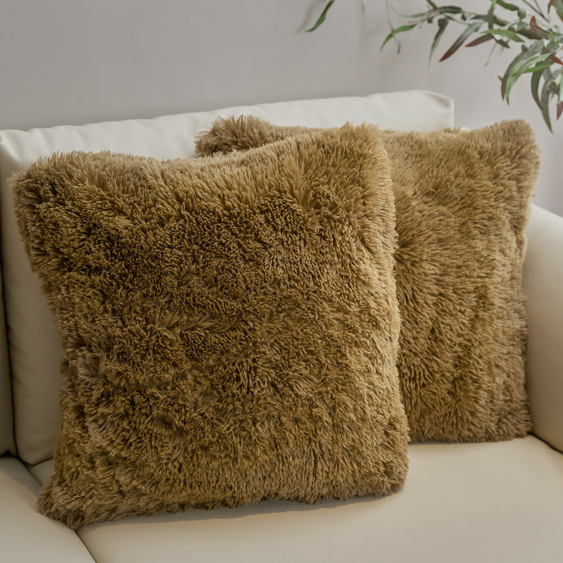 Very Peri Soft Faux Fur 16" x 16" Throw Pillow Set
