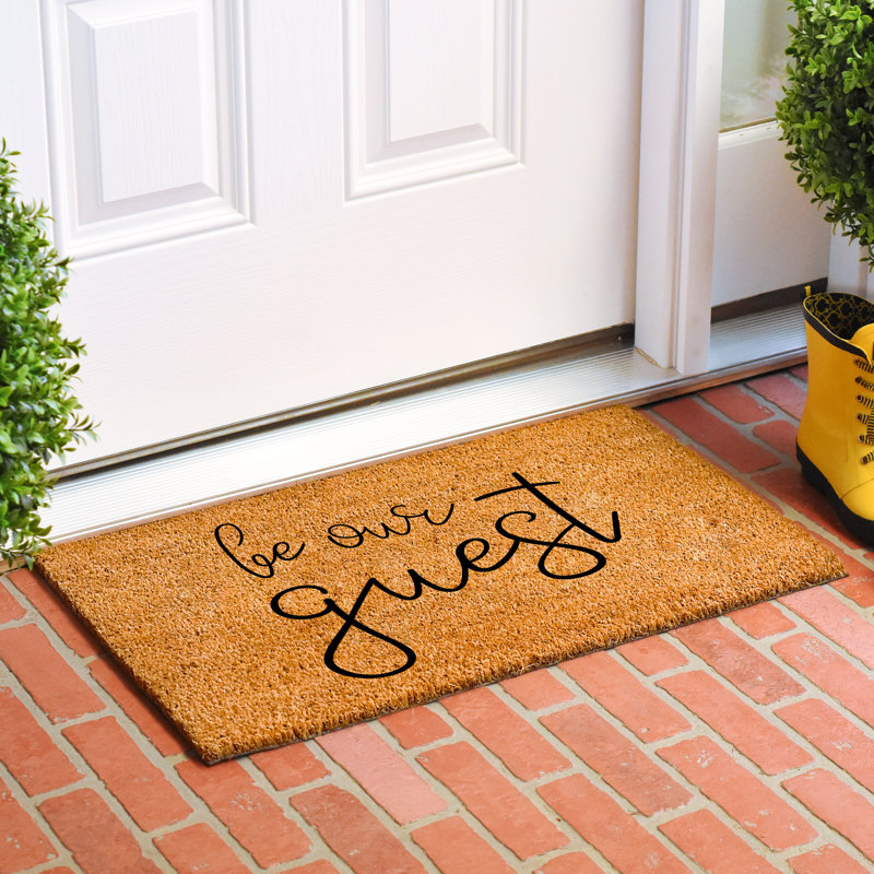 Modern Be Our Guest Coir & Vinyl Rectangular Doormat 17" x 29"