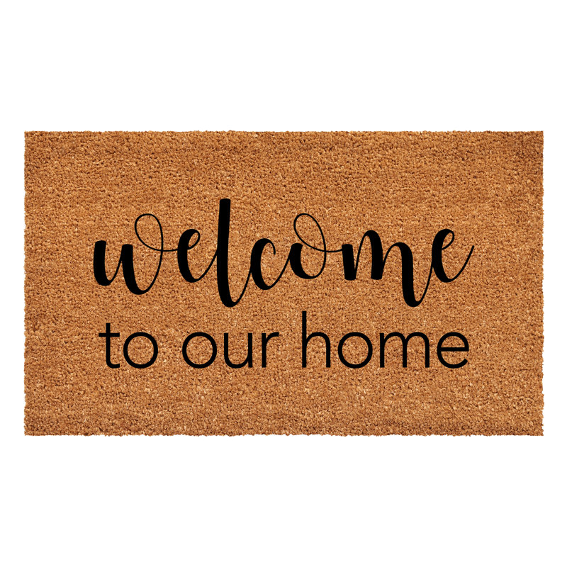 Modern Welcome Coir Outdoor Doormat, 17" x 29", Vinyl Backed