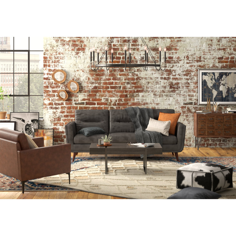 Tristan 43'' Black Wood and Metal Transitional Coffee Table